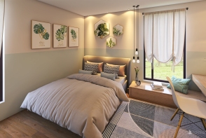 Bohemian Contemporary Blue Bedroom Design Rendering