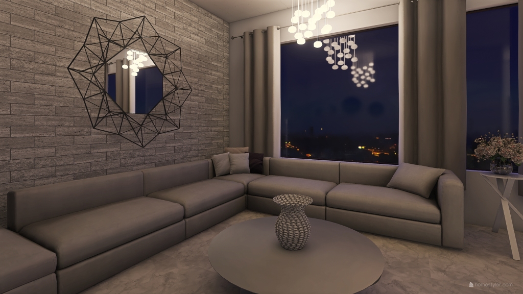 Living,Dining Room&Kitchen 3d design renderings