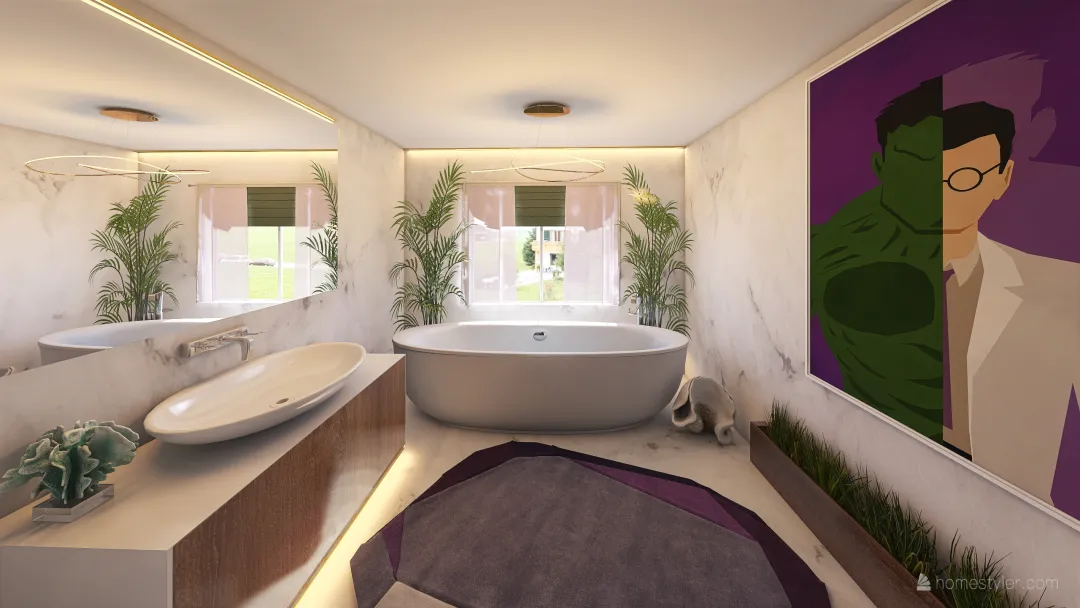 White Marble Bathroom 3d design renderings