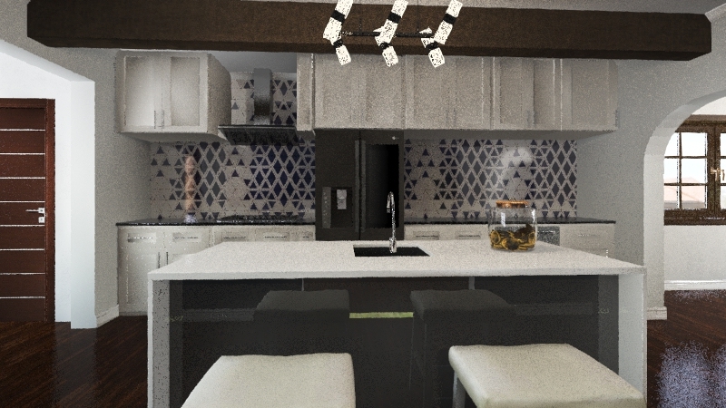 Blue Two-Bedroom House 3d design renderings