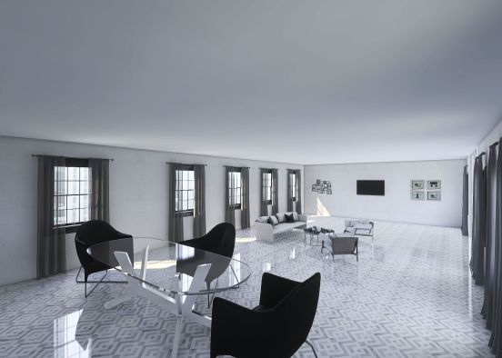 A Modern Kitchen / Living Room Design Rendering