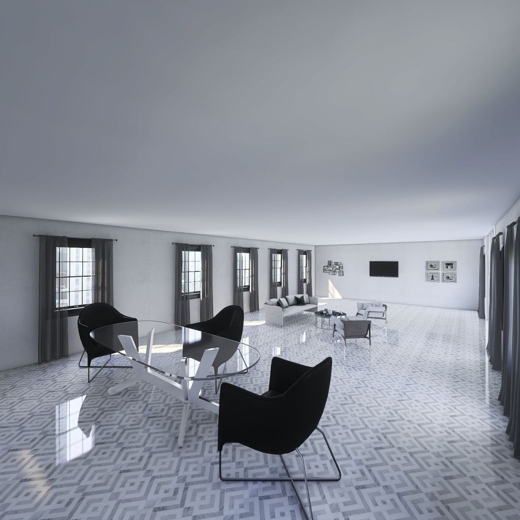 A Modern Kitchen / Living Room 3d design renderings