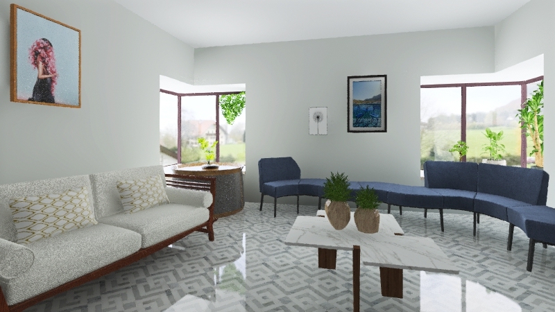 Corner windows room 3d design renderings