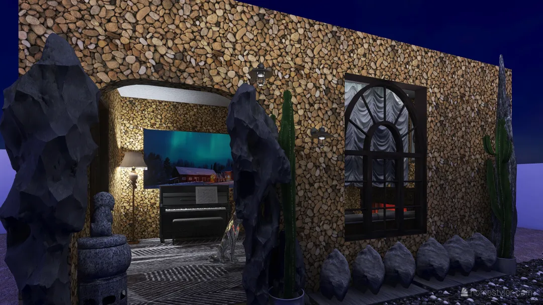 stone house 3d design renderings
