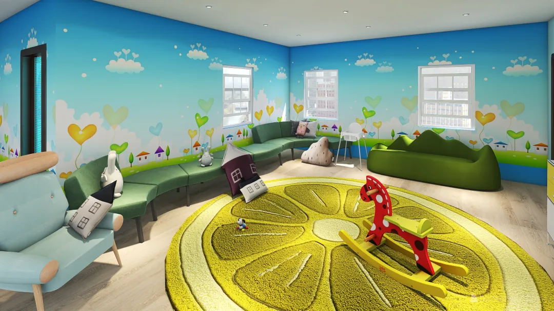 Kids Entertainment Room 3d design renderings