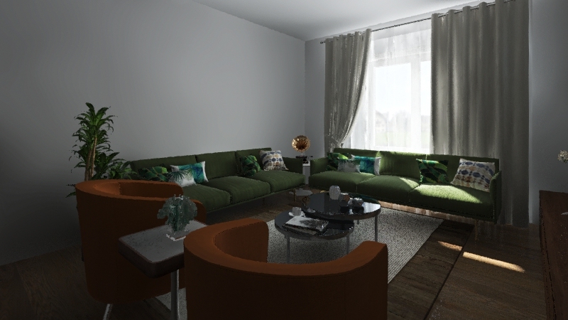 Living room with dinning room 3d design renderings