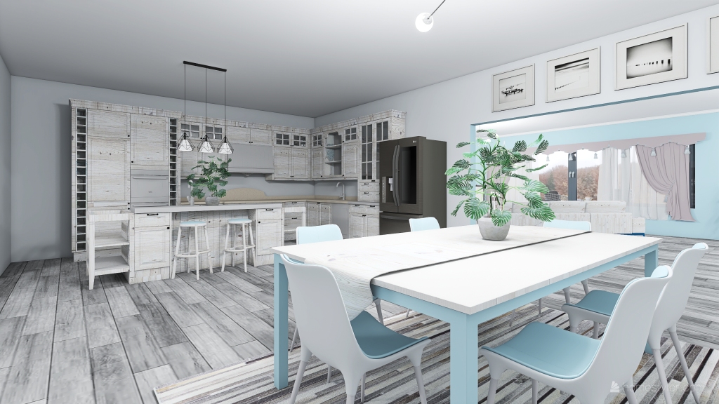Kitchen and dining room 3d design renderings