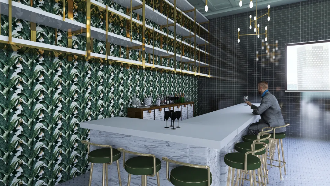 Rooftop Cafe+Lounge 3d design renderings