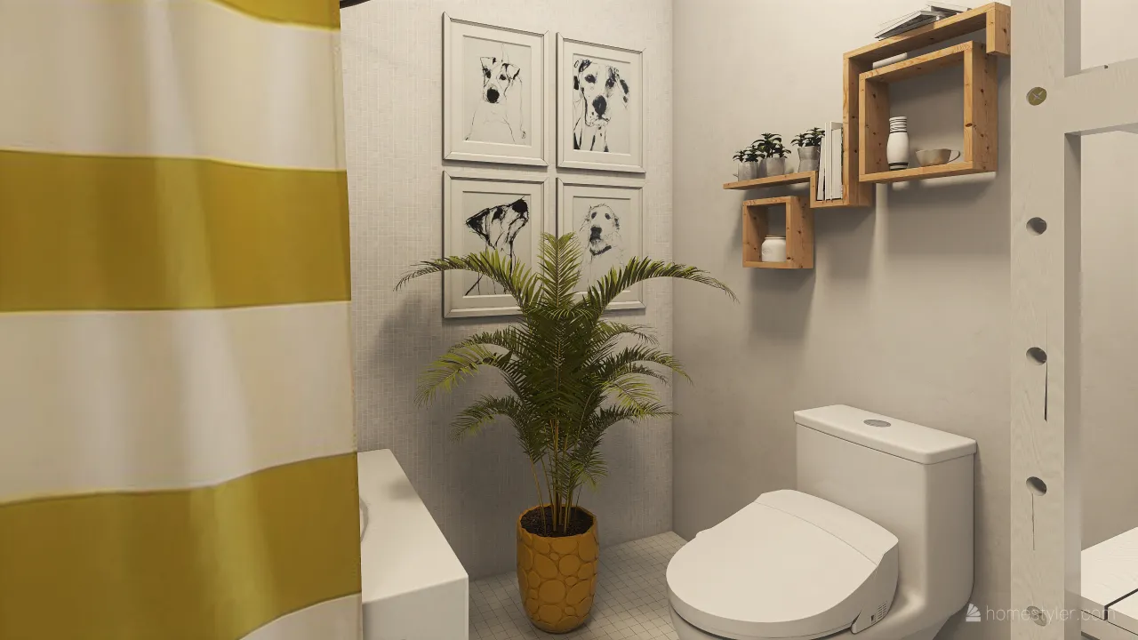 Banheiro amarelinho 3d design renderings