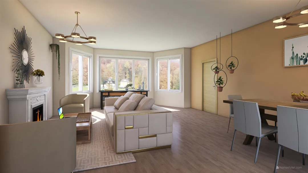 Living-Dining room 3d design renderings