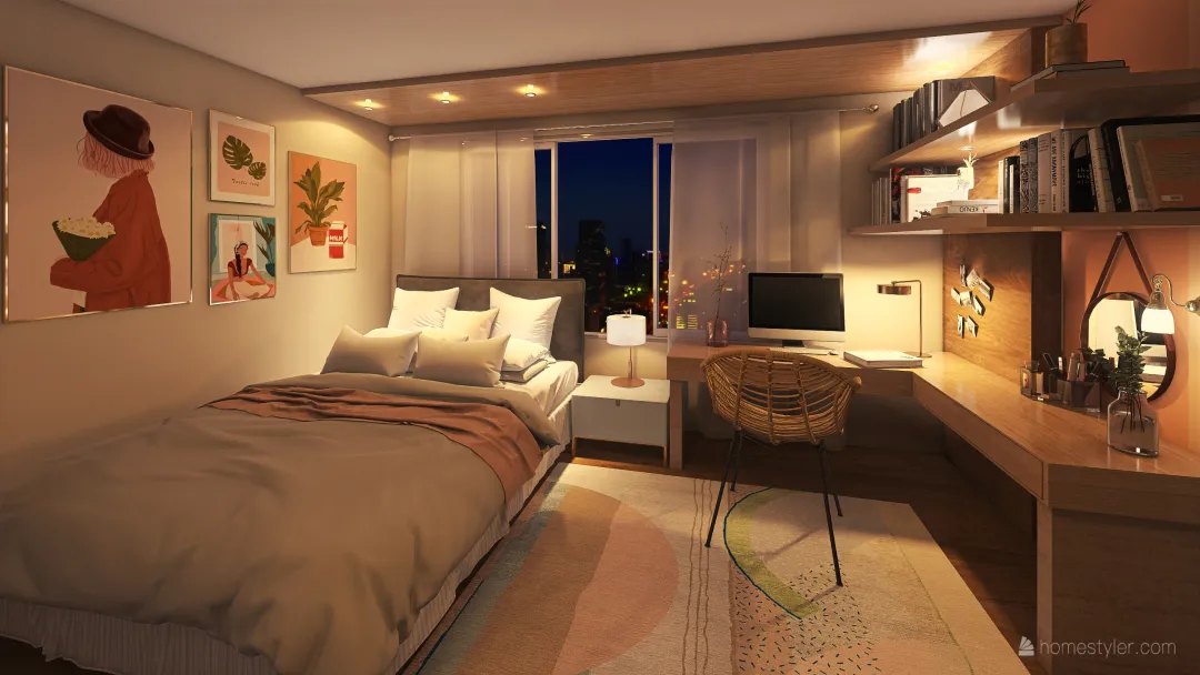 Rose bedroom 3d design renderings