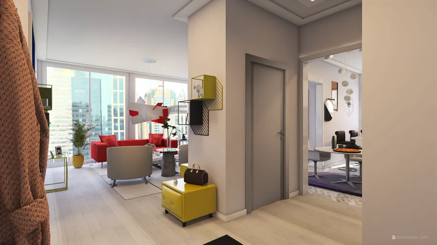 Hall and Living Room 3d design renderings