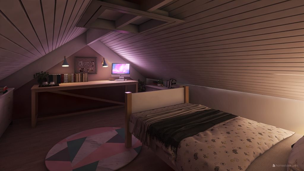 Chambre comble 3d design renderings