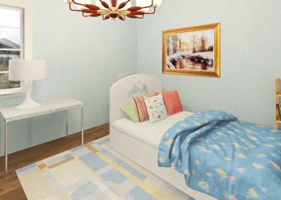 Cute blue bedroom Design Rendering