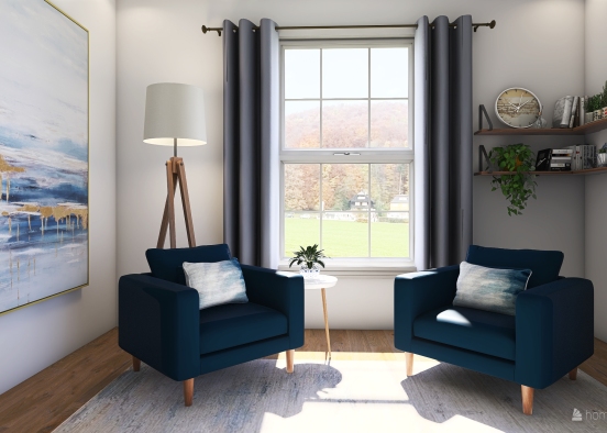 #3 - navy blue living room Design Rendering