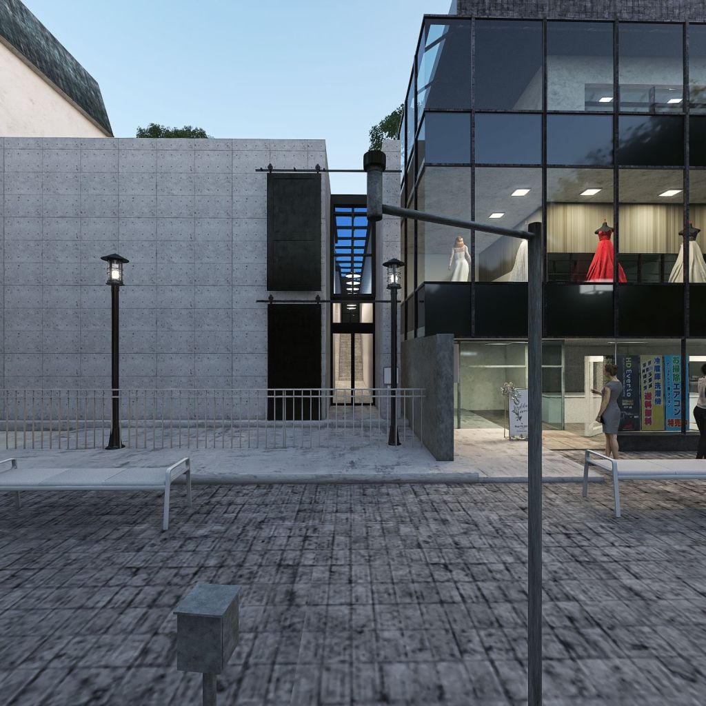 Industrial Modern Casa in città Black Grey Purple 3d design renderings