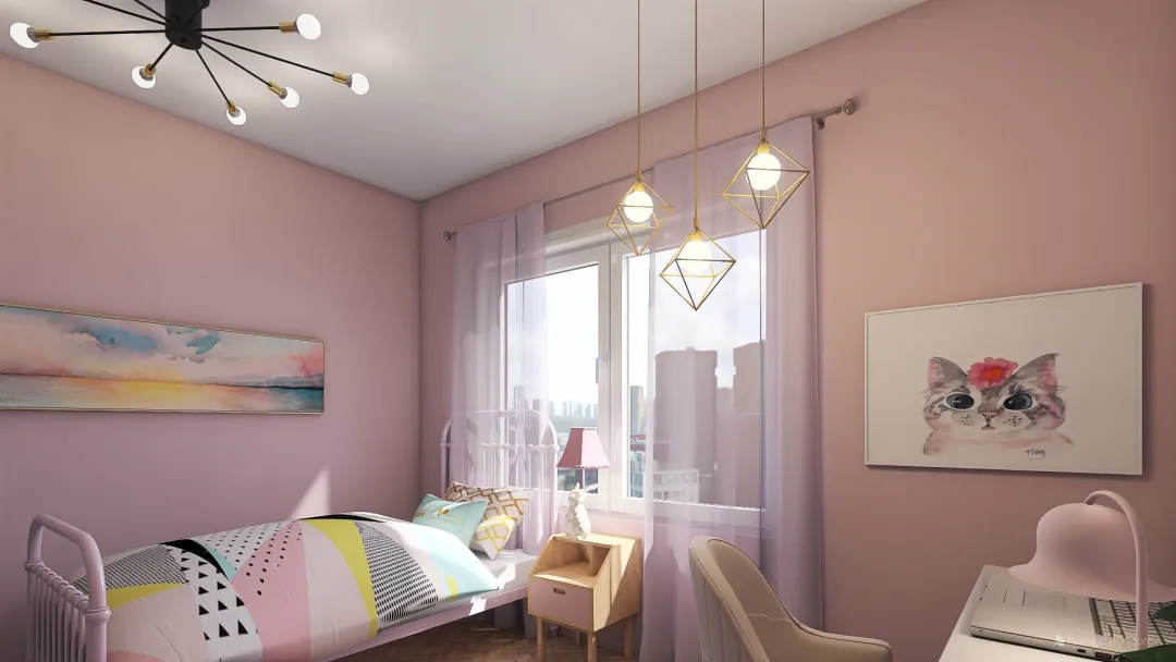 Girl's 6-9 Bedroom 3d design renderings