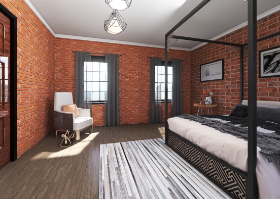 industrial bedroom Design Rendering