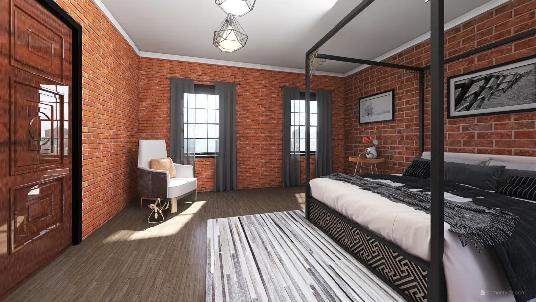 industrial bedroom 3d design renderings