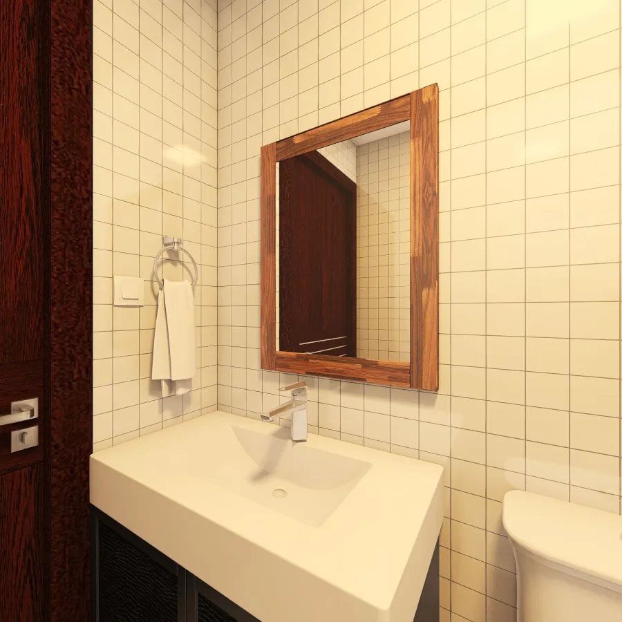 Banheiro social 3d design renderings