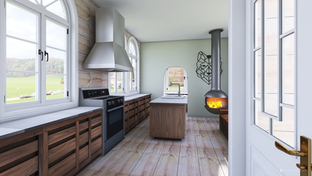 kitchen/living 3d design renderings