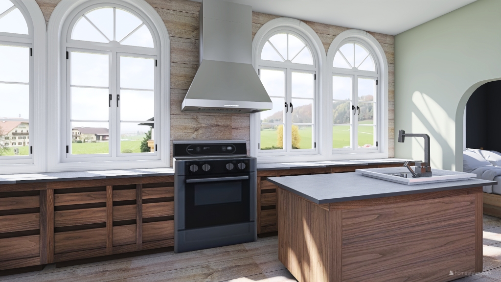 kitchen/living 3d design renderings
