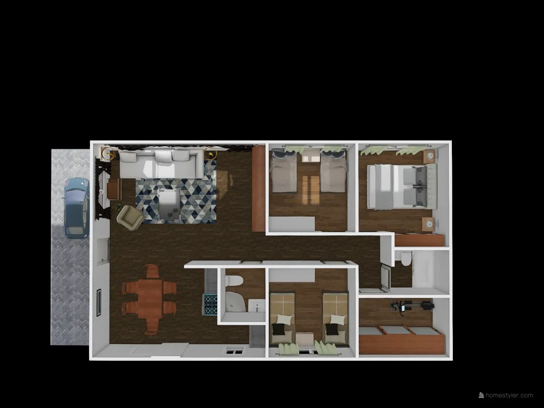 Casa 100m2 3d design renderings