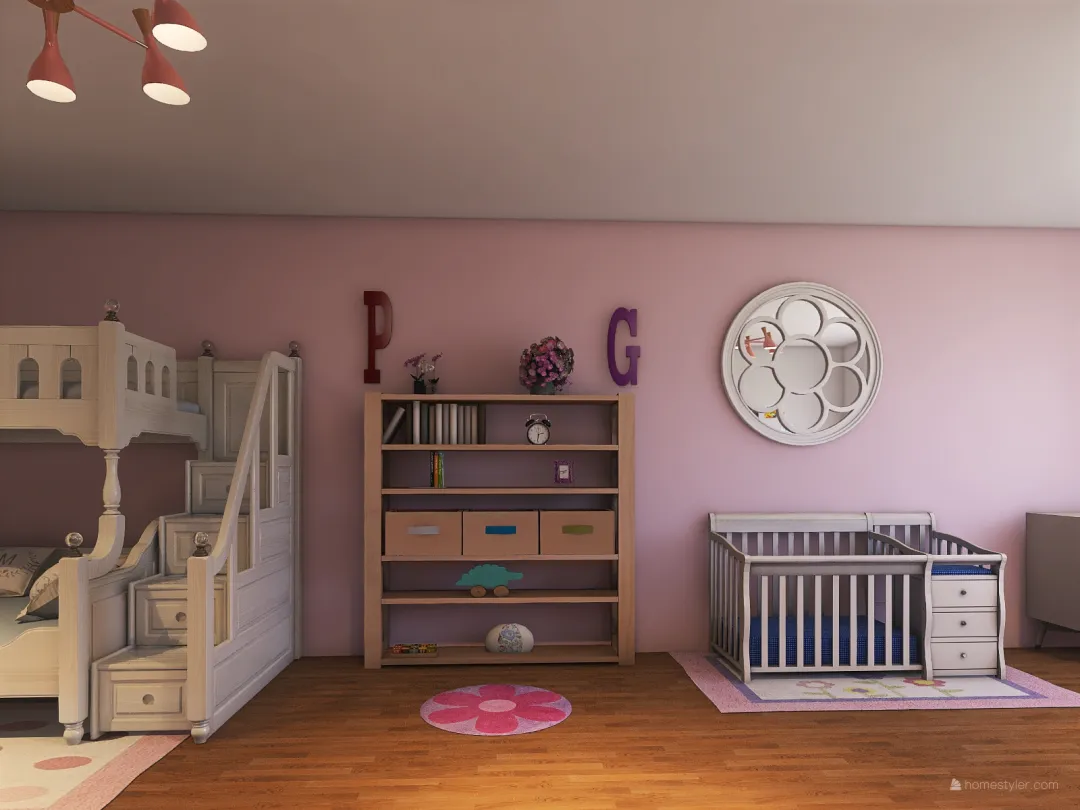 Kids Room/Nursey (Girls) 3d design renderings
