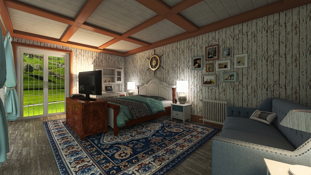 Mediterranean-Style Bedroom 3d design renderings