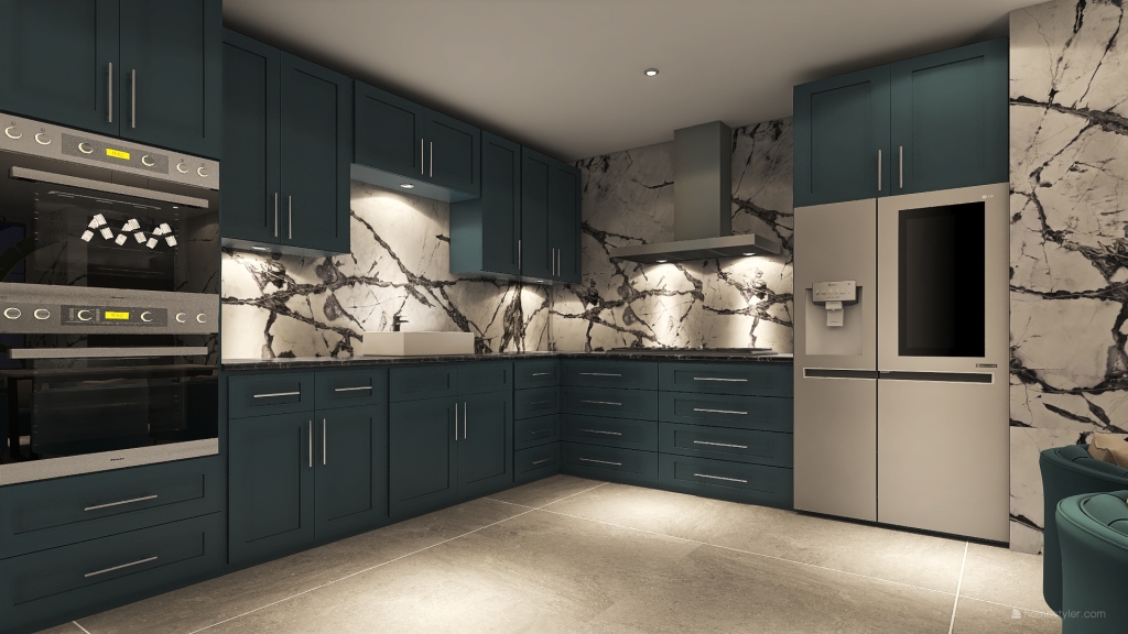 Living, Kitchen & Dinning Room 3d design renderings