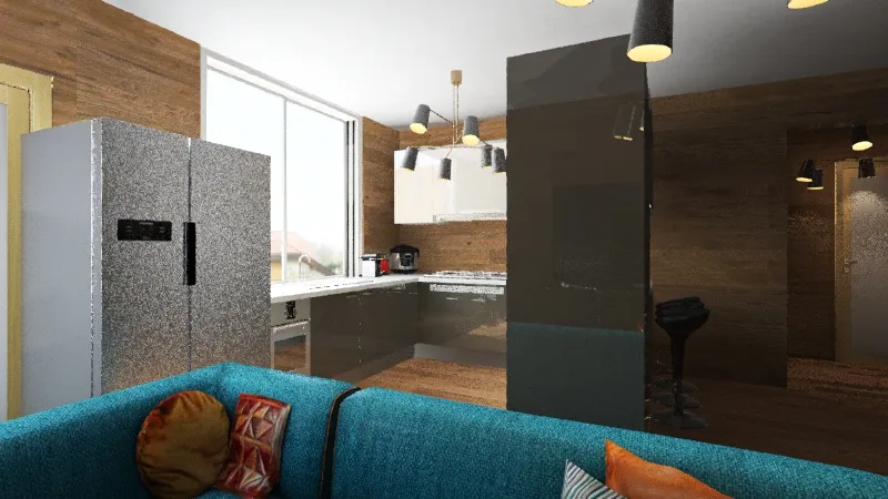 Cocina, Comedor y Sala de estar 3d design renderings