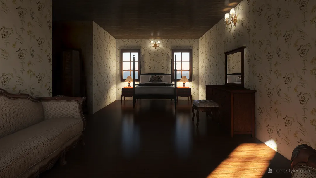 bedroom vintage 3d design renderings
