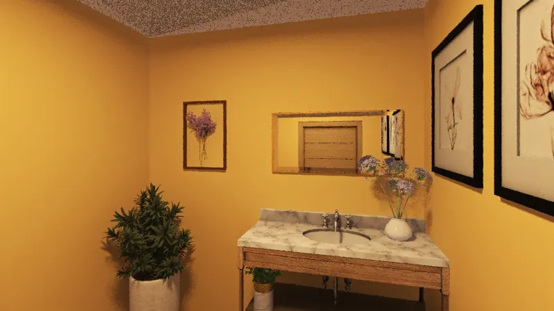 Yellow and Purple bathroom 3d design renderings