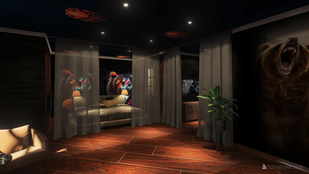 Bear Bedroom 3d design renderings