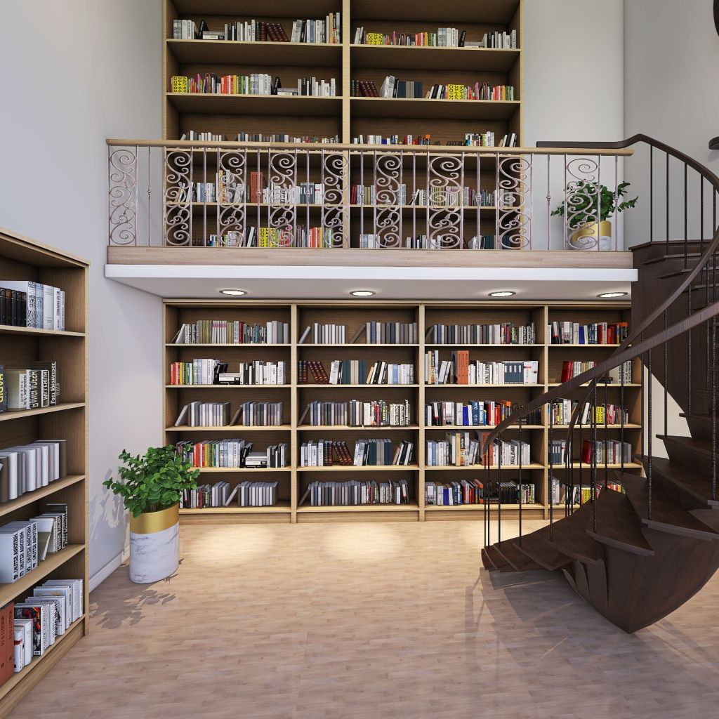 Home Library 3d design renderings