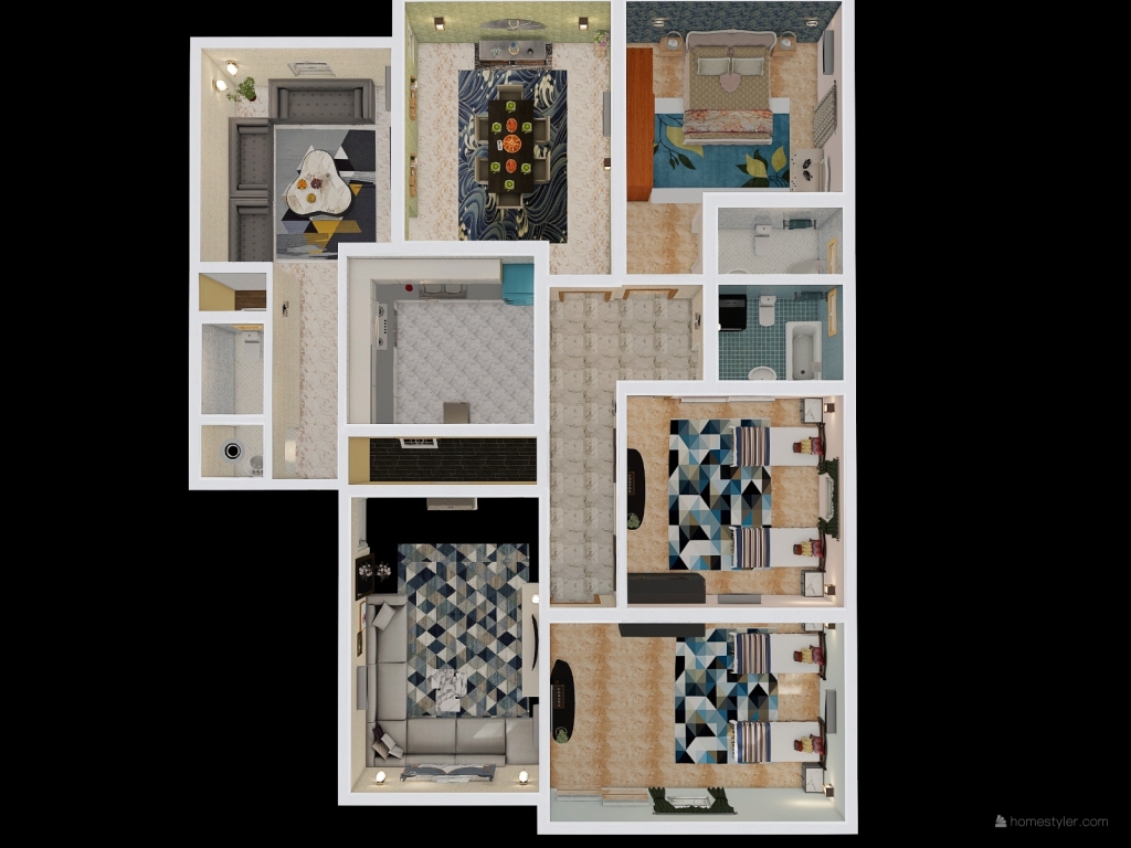 شقة 1 مبيتات 1851 3d design renderings