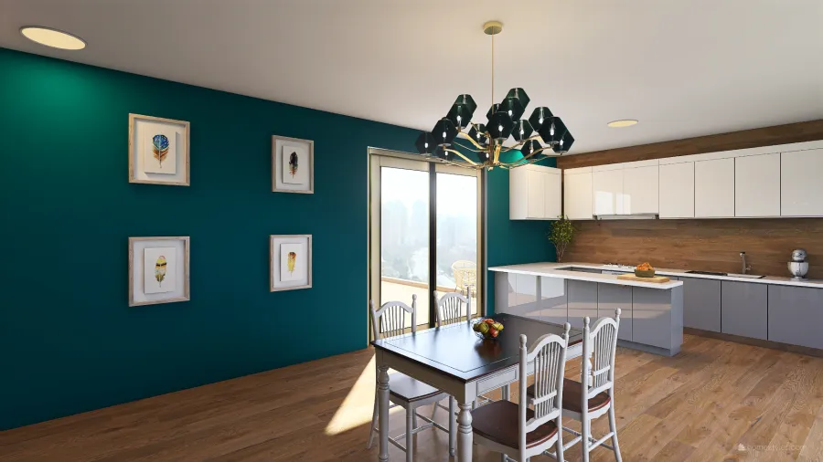 Kitchenand dining room 3d design renderings