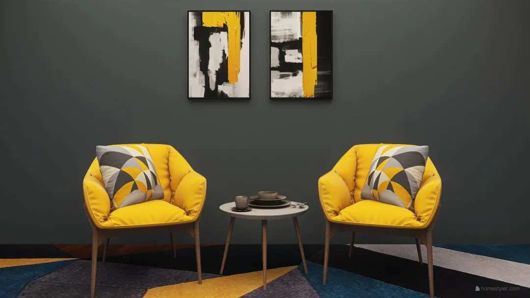 yellow&grey (simple) 3d design renderings