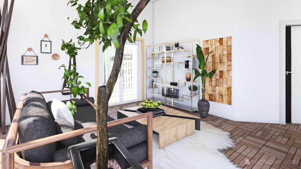 Kitchen and living room 3d design renderings