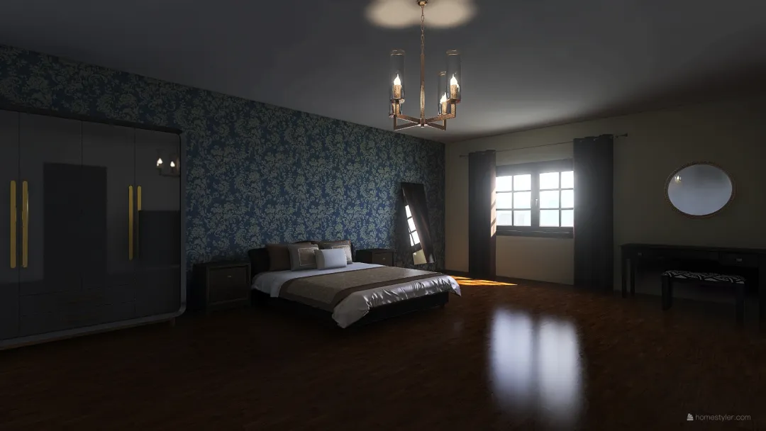 simple bed room 3d design renderings