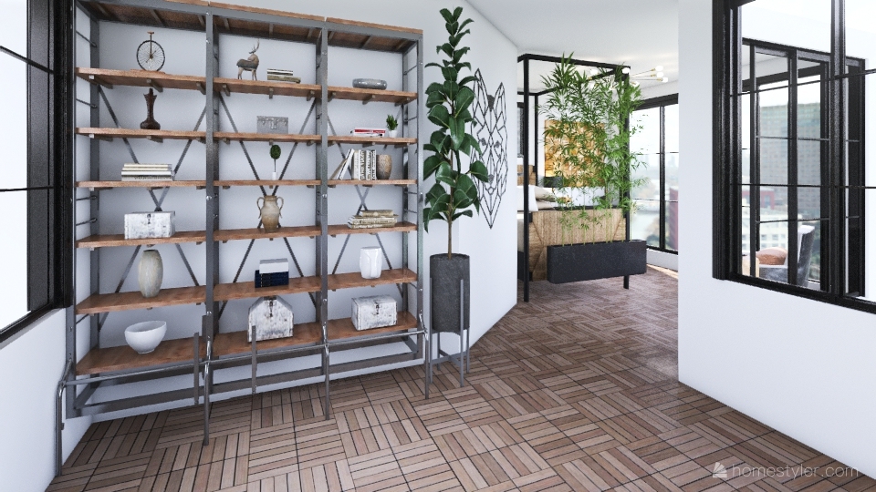 Kitchen and living room 3d design renderings