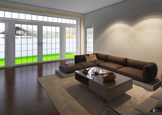 Living Room with Balcony Design Rendering