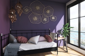 modern purple apartment Design Rendering