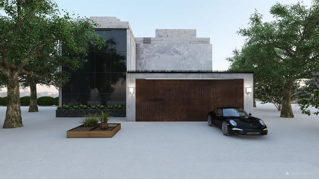 Modern Bauhaus HOUSE Orange Black 3d design renderings