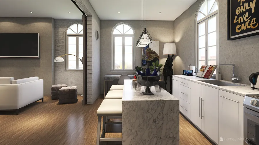 Kitchen/Office 3d design renderings