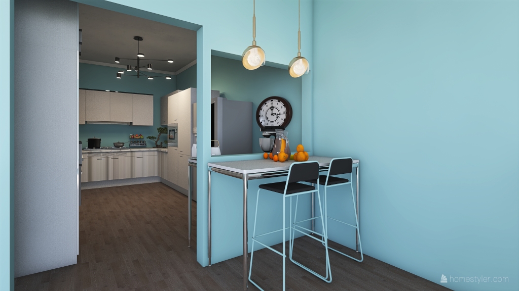 Living,  Dining, and kitchen 3d design renderings