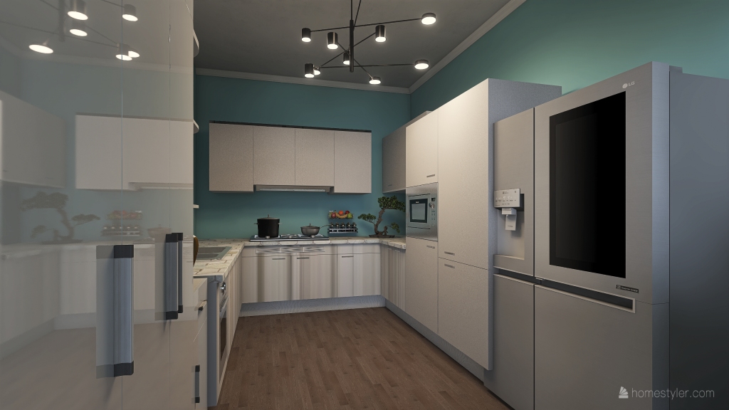 Living,  Dining, and kitchen 3d design renderings