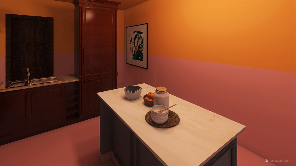 Jessie's Media Room & Kitchen 3d design renderings