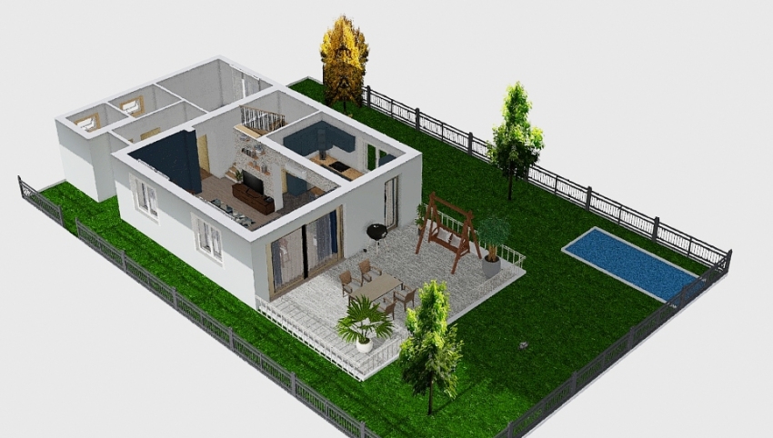 Ground floor with terrace 3d design picture 326.88