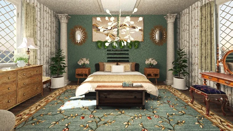 Forest Inspired Bedroom 3d design renderings